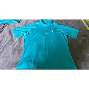 Womens Nike‎ Golf Size XL Blue with White Piping Dri-fit Polo style Shirt